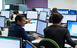 Students in one of the computer clusters in the Jubilee building