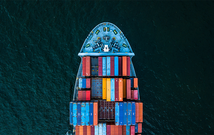 A ship full of shipping containers