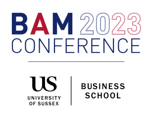 British Academy of Management (BAM) 37th Annual Conference logo with host institution, University of Sussex Business School