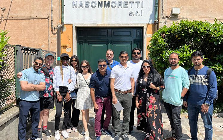 MBA students in Veneto, Italy, outside the Nason Moretti factory