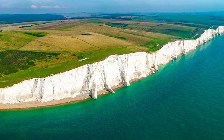 South coast of Sussex chalk cliffs and sea