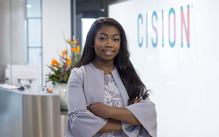 Placement student on her placement at Cision