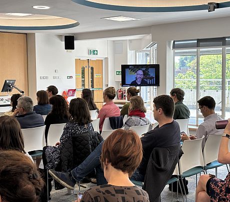Prof Mark Reed gives the keynote address to a packed room