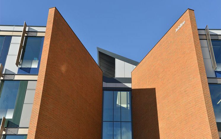 Close-up of the outside of Jubilee Building on a sunny day