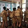 Students are watching panels of French Institute, Pondicherry