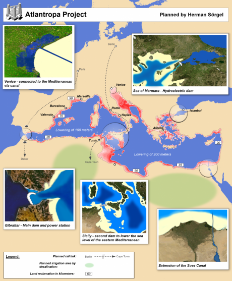 Map of the Atlantropa Project