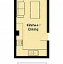 Illustration of Brighthelm accommodation kitchen and diner floorplan