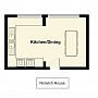 Illustration of Norwich House accommodation kitchen and diner floor plan