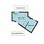 Lewes Court accessible room floorplan, which is 4.94 metres by 3.55 meteres (or 16 foot 3 inches by 11 foot 8 inches)