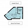 Lewes Court studio room floorplan, which is 4.48 metres by 3.6 meteres (or 14 foot 8 inches by 11 foot 10 inches)