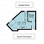 Lewes Court studio room floorplan, which is 4.48 metres by 3.6 meteres (or 14 foot 8 inches by 11 foot 10 inches)