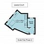 Lewes Court studio room floorplan, which is 4.7 metres by 3.8 meteres (or 15 foot 5 inches by 12 foot 6 inches)