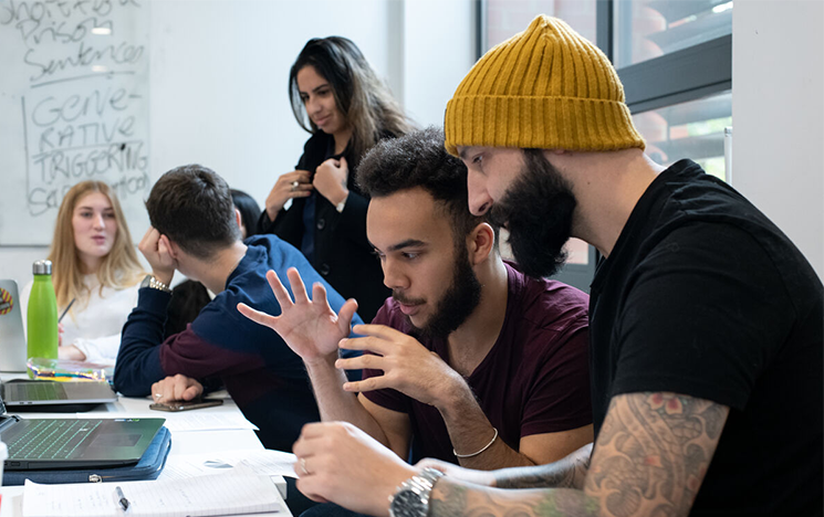 Students debating in a lecture