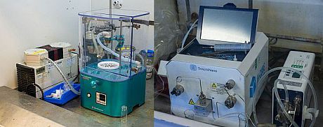 Medicinal chemistry equipment including an H-Cube and Asynt Blowdown solvent evaporator