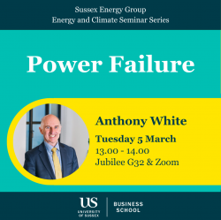 Poster of Anthony White's Energy & Climate seminar