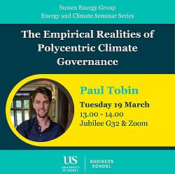 Poster of Paul Tobin's Energy & Climate seminar