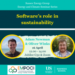 Poster of Adam Newman and Oliver Winks Energy & Climate Seminar