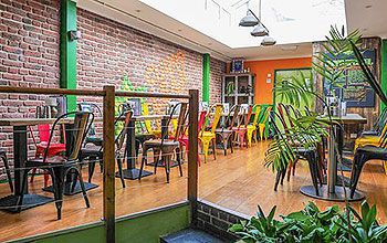 The interior of The Curry Leaf Cafe, an Indian restaurant in Brighton