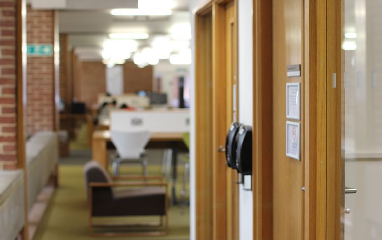 Doors to two adjacent study rooms