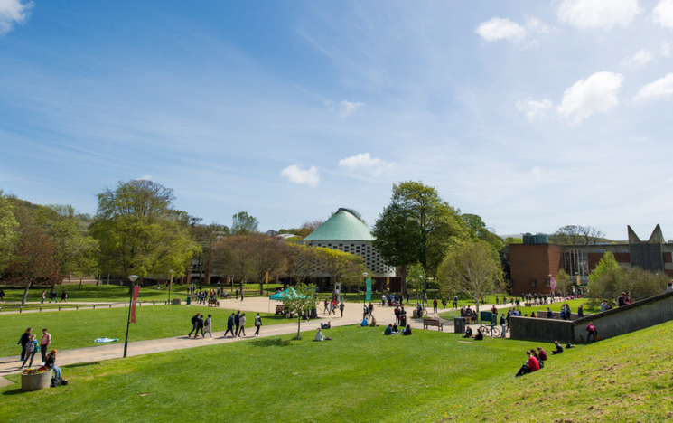 Students coming to and from the Library