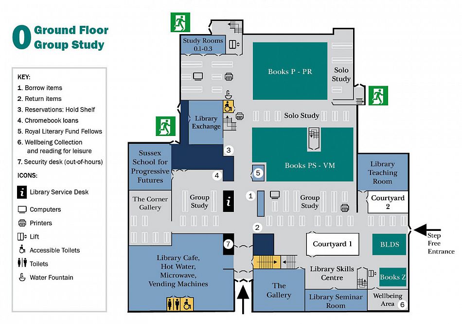 Floor plan of the ground floor of the Library