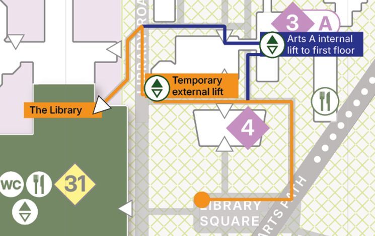 Map of the library lift