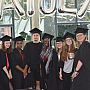 Students with robes and mortar boards