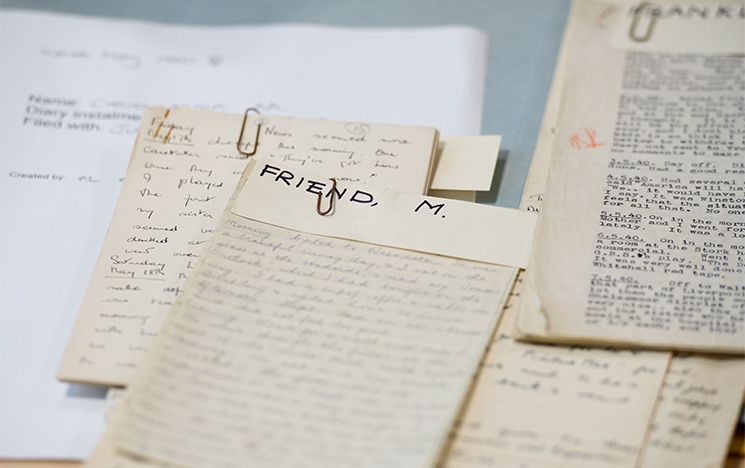 A close up of pages that are part of the Mass Observation Archive, housed at The Keep.