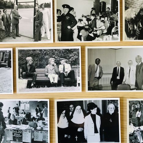 A selection of black and white postcards curated by Jeremy Deller to mark Sussex's 50th anniversary.