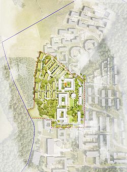 An aerial view of West Slope, as drawn by an artist