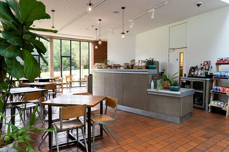 Interior of ACCA eatery showing seating area and counter