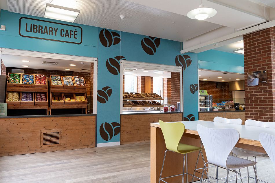 The library cafe showing the interior of the cafe showing the counter