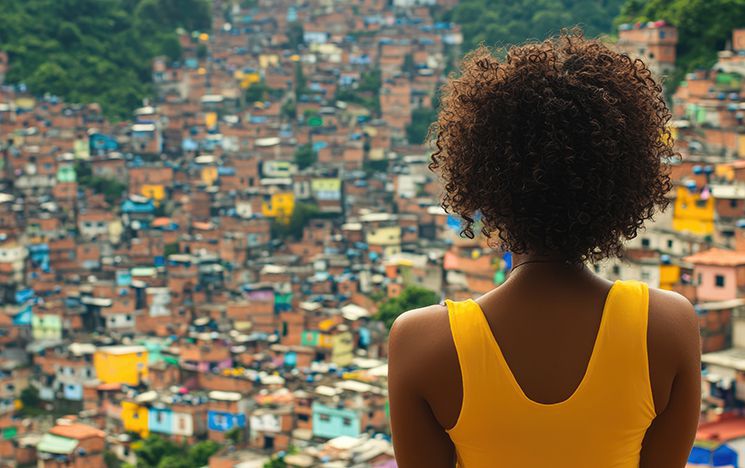 A woman in a yellow top looking into the distance