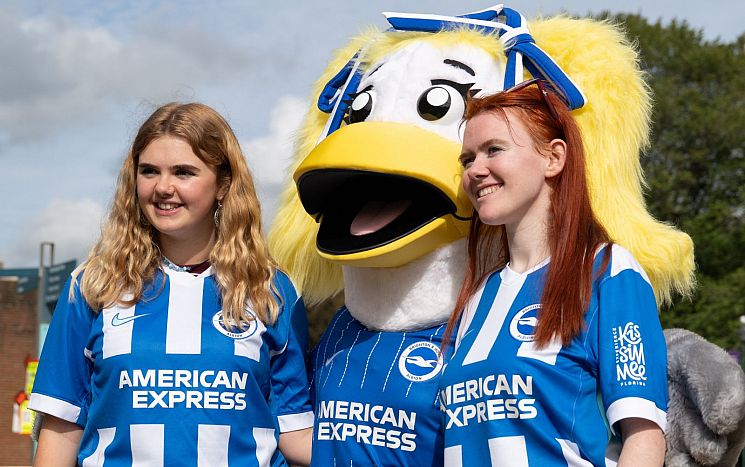Sally Seagull, posing with some of our students.
