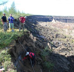 Permafrost Laboratory researchers at the Batagay megaslump