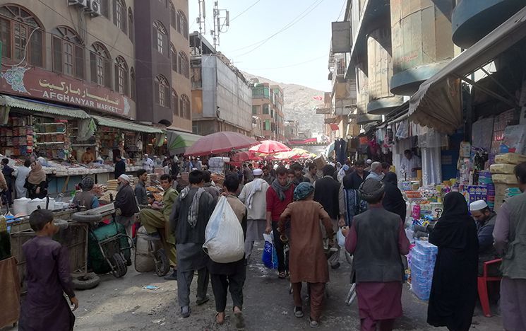 A bustling street in Kabul