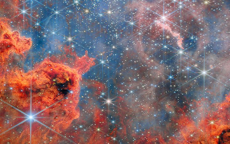 Stars and clouds of orange gas