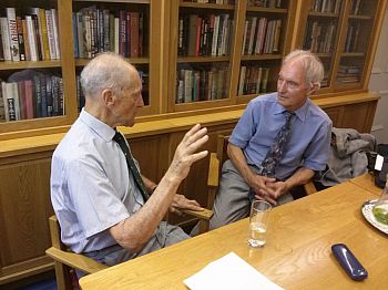 Kedward interviewing resistance veteran Steve Weiss, London, July 2014