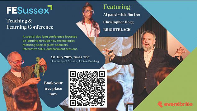 Promotional poster for Learning through new technologies free day-long conference