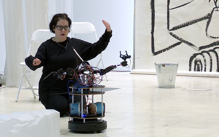 Women with robot