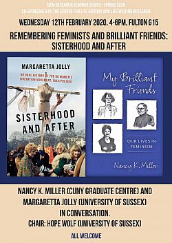Remembering Feminists and Brilliant Friends 12 Feb 2020 poster