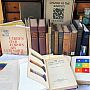 A display of books by women writing on colour