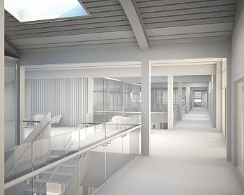 artist's impression of Freeman building first-floor atrium after refurb