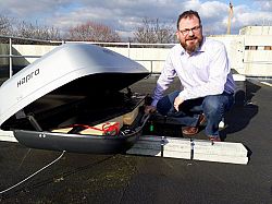 HiSPARC on the roof of Pevensey 2 with Dr Dimon Peeters