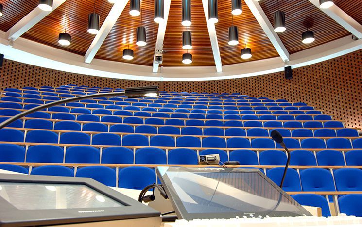 Lecture theatre with tiered seating