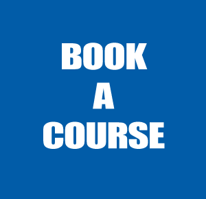 Coloured block with the words "book a course"