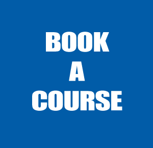 Talking about science Coloured block with the words "book a course"