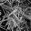 A magnified photograph of asbestos fibres