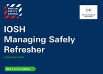 Icon for the refresher course on managing safely offered by IOSH (Institue of Occupation Safety and Health)