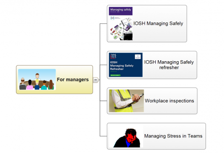 A sub-section of the HSE training mindmap focusing in on training relevant to managers